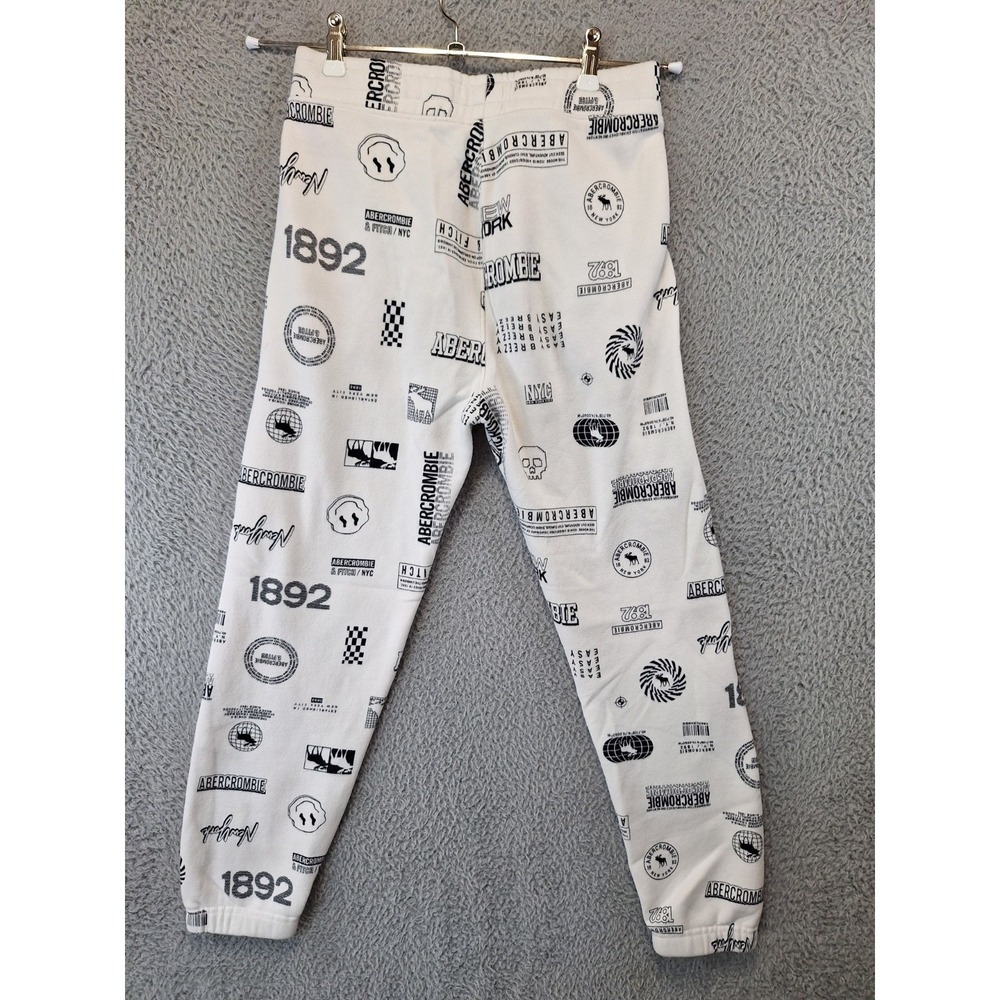 Abercrombie & Fitch Sweatpants Kids 13/14 (Fits 26x24) White Y2K All-Over Print